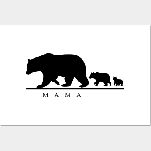 'Mama Bear and Two Cubs' Cool Bear Mom Gift Posters and Art